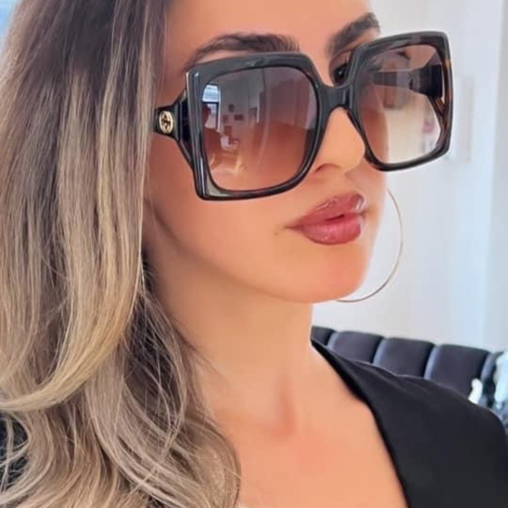 NEW Gucci GG0876S 002 Dark Havana Square Oversized Sunglasses - Picture 2 of 10